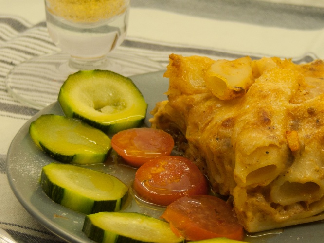 Pasticcio con porri e cumino